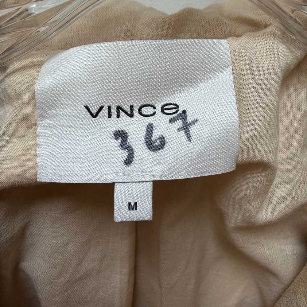 Vince Women's Suede Beige Hooded Utility Jacket-size M - Picture 11 of 16